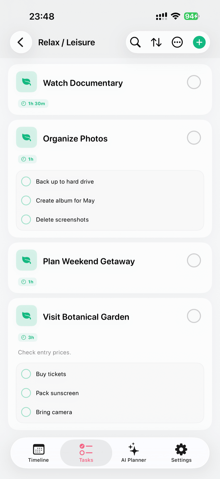 Task category detail