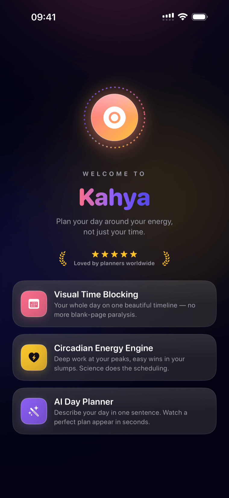 Welcome screen